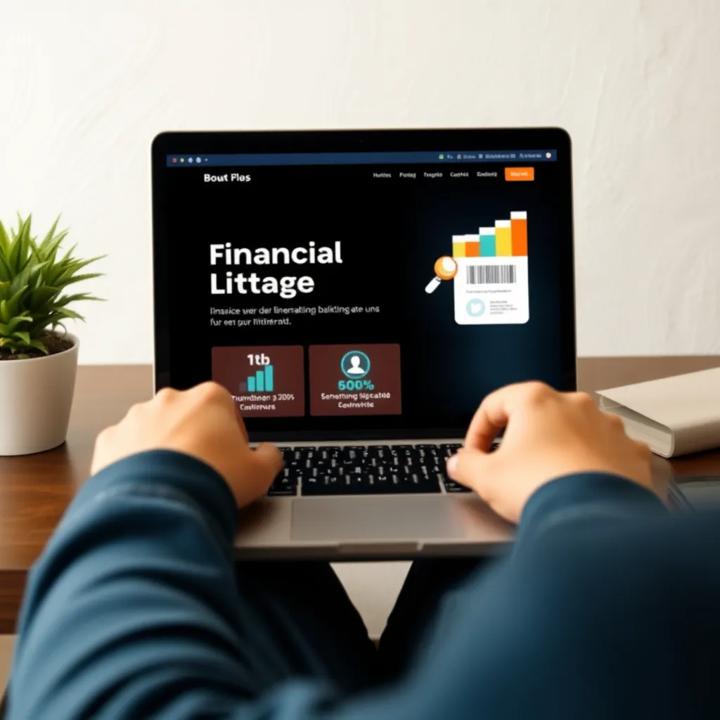 Persoon die financiële kennis leert via laptop