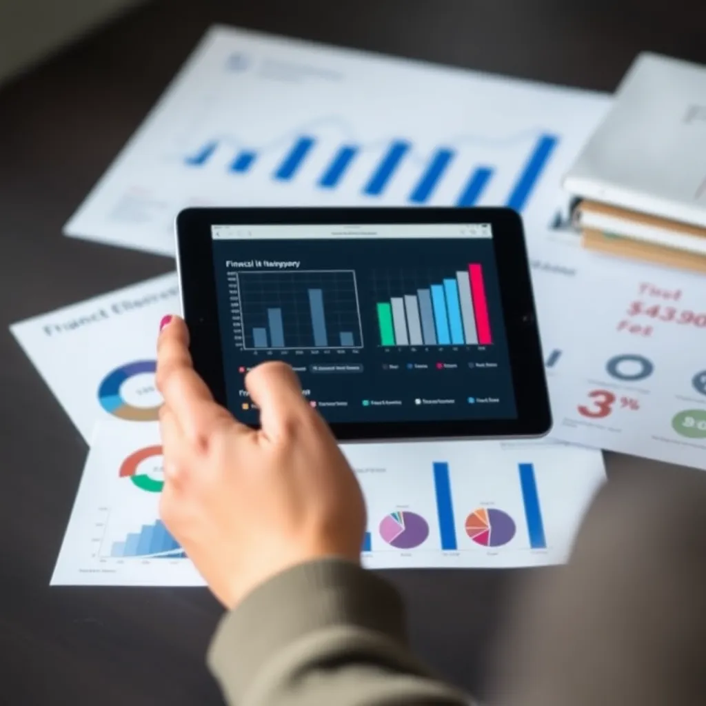 Persoon die budgetteringsapp gebruikt op tablet