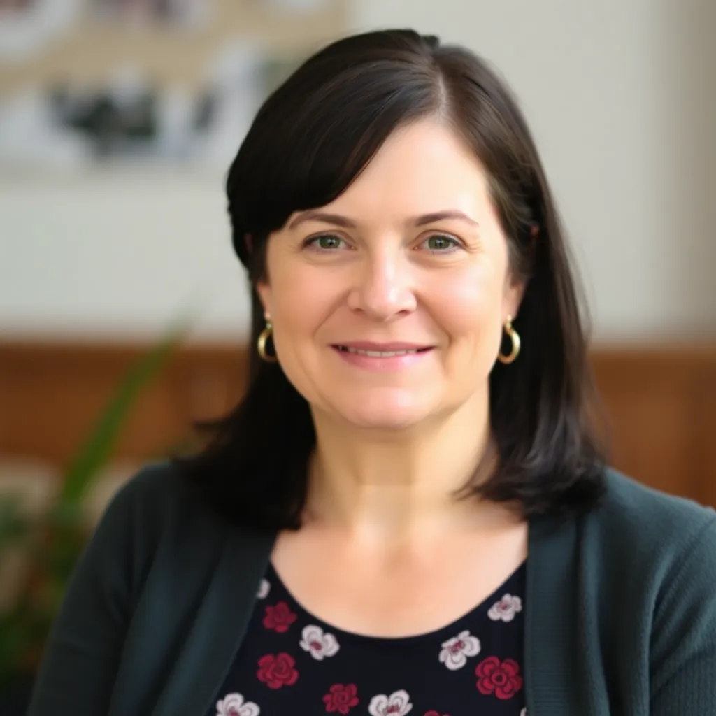 Portret van een Nederlandse moeder van middelbare leeftijd met donker haar