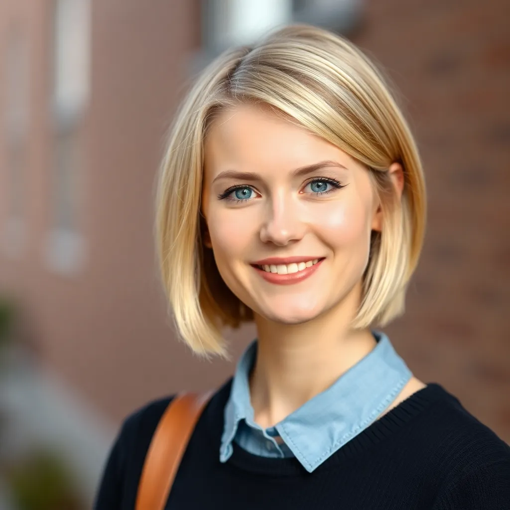 Portret van een jonge Nederlandse vrouw met kort blond haar
